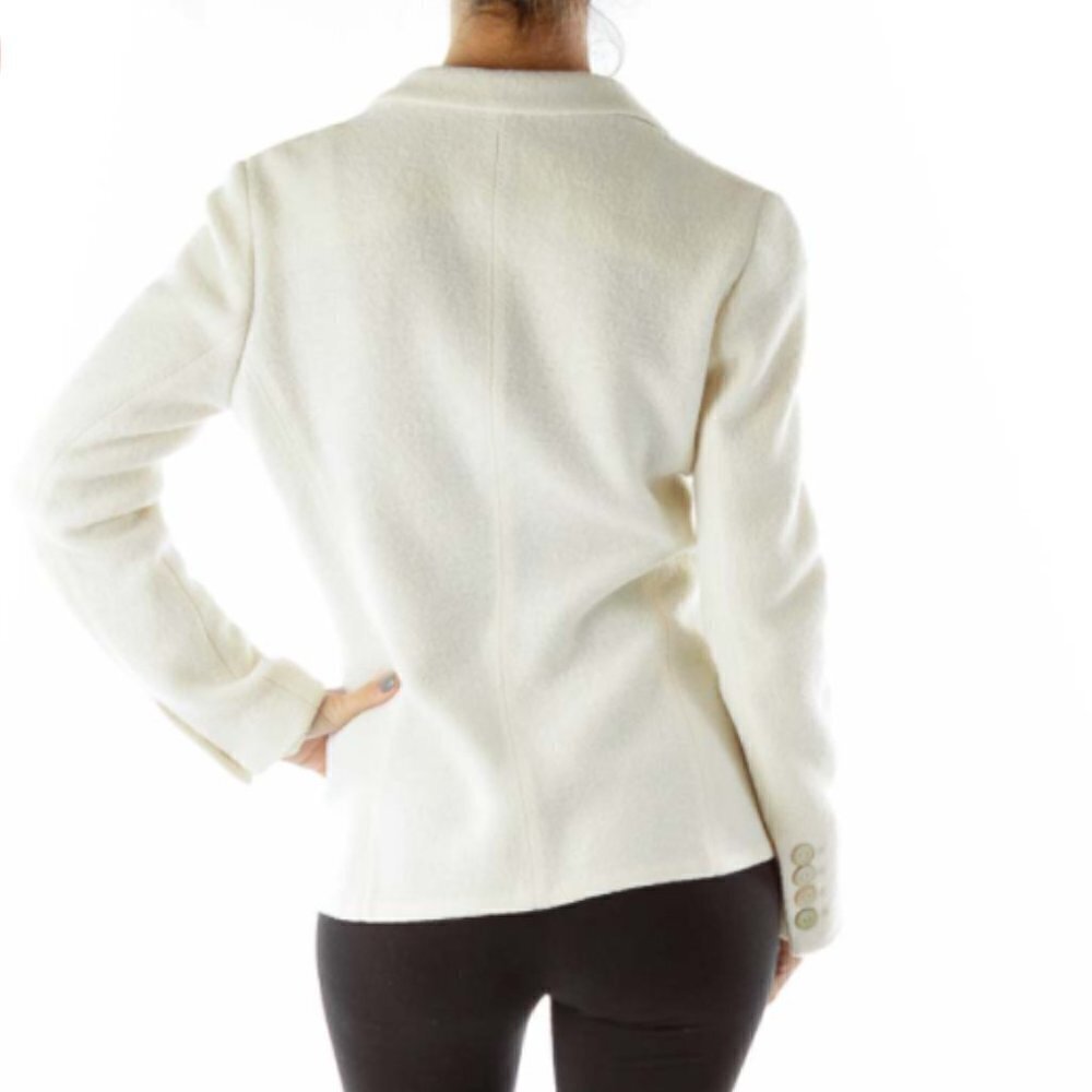 Elie Tahari Cream Single-Breasted Wool Blazer - Picture 2 of 3